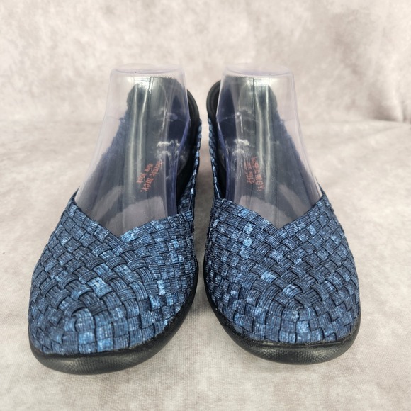 Bernie Mev CATWALK Women's Shoes 38 (7.5) Woven Slip-On Stretch Navy Blue Flats - Picture 4 of 5